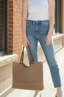 Bolso de Hombro Tejido para Mujer con Correa de Cuero, Bolso Tote Casual Elegante, Bolso de Ganchillo a la Moda, Bolso Tejido para Uso Diario