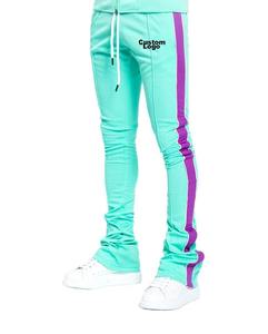 Pantalones de chándal acampanados con estampado personalizado y logotipo para hombre de alta calidad Vintage Sun Fade Leg Cierre de cintura elástica diamantes de imitación apilados algodón Terry - Product Image 2