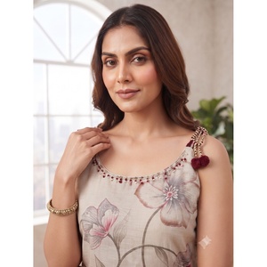 Women's <b>Linen</b> Cotton Hand Embroidery Strapless Tank <b>Top</b> Ethnic Wear Designer Traditional Casual Festive Party Wear Stylish - Product Image 2