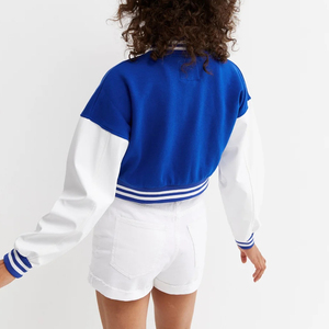 Femmes Varsity Letterman Vestes Crop Top Baseball College Varsity Jacket Véritable Laine Cropped Respirant Femmes Vestes - Product Image 5