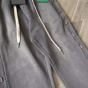 Pantalon évasé décontracté pour homme avec logo personnalisé, mi-long, à lacets, délavé au soleil, élégant, avec boutons et cordon de serrage, streetwear - Product Image 6