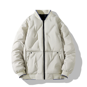 Unisex Poly Winter Baseball <b>Jacket</b> Casual Zip-up Varsity Coat Custom Front <b>Collarless</b> Trench Finished Yarn Dyed Breathable - Product Image 2