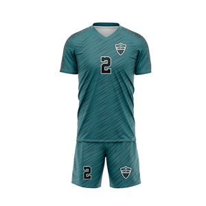 Uniforme de Fútbol Sublimado con Cuello en V, Personalizado con Nombre/Número de Equipo, Hecho con Tela de Poliéster Transpirable, Incluye Calcetines y Bolsa - Product Image 3