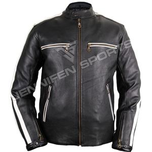 Chaqueta de cuero de nuevo estilo 2026 para hombre, bolsillos delanteros de cuero genuino para motocicleta, cierre de cremallera, forro interior acolchado, etiqueta para el cuello - Product Image 1