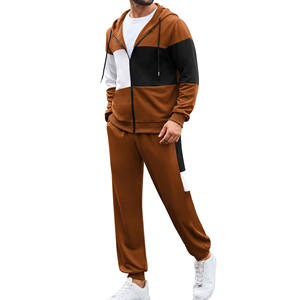 ชุดเซ็ต 2 ชิ้น เสื้อฮู้ดดี้และกางเกงขายาวผ้าฝ้าย 100% สำหรับผู้ชาย มีซิป เหมาะสำหรับกิจกรรมกลางแจ้ง รับสกรีนโลโก้ ชุดจ็อกเกอร์ ชุดแทรคสูท ชุดลำลองแบบยูนิเซ็กส์ - Product Image 1