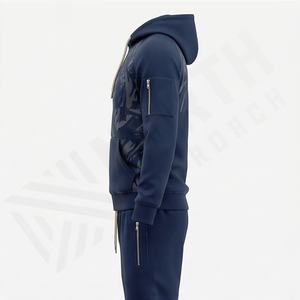 Ensemble de survêtement de sport pour homme OEM, sweat à capuche à manches longues, jogging, ensemble de course, tissu technique respirant, deux pièces - Product Image 3