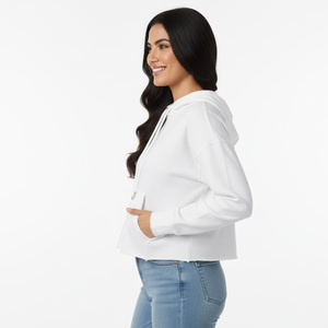 Sudadera con capucha corta frontal y cremallera de Invierno para mujer OEM proveedor de fábrica al por mayor hecho a medida 100% algodón polar ropa de calle informal - Product Image 3