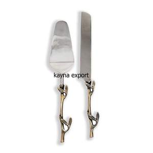 Ensemble de couverts en acier inoxydable plaqué argent brillant, couteau à gâteau, couverts décoratifs pour mariage, utilisation pour les fêtes de Noël - Product Image 4