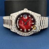 Montre analogique de luxe Hip Hop en acier inoxydable, verre Moissanite, pièce artisanale, diamants taillés brillants incrustés, pour homme