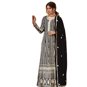 Traje paquistaní hecho de seda Georgette pesada con bordado para fiestas Venta en línea - Product Image 1