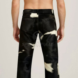 Pantalones de piel de vaca con pelo de diseñador para hombre, logotipo personalizado disponible, pantalones de piel de pelo de lujo para hombre, piel de vaca real, calidad hecha a mano - Product Image 4