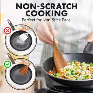 Juego de cucharas de cocina de madera de 8 piezas Premium, superficie lisa, teca Natural, utensilios de teca hechos a mano antiadherentes para cocinar y revolver - Product Image 5