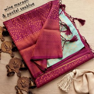 Sari original Minakari Heavy Zari Border y Heavy Weaving Work hecho de seda - Product Image 3