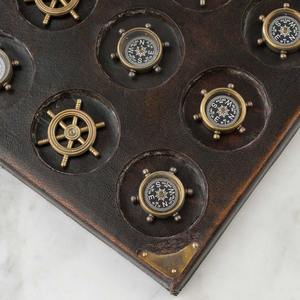 Articles de décoration nautique, jeux de Tic Tac Toe anciens, ensembles de cadeaux, plateau en bois de luxe, design de roue de bateau et de boussole - Product Image 4