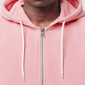 Sweat-shirt à capuche zippé pour hommes de couleur unie grande taille en polyester/coton pour l'hiver vente en gros - Product Image 5