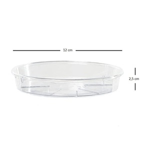 Vecchio piattino trasparente da 14 cm ed elegante in plastica resistente ai raggi UV con rosa/oliva/corallo e vasi da fiori e fioriere da 12 cm - Product Image 2