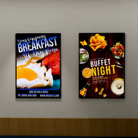 OEM ODM Cadre d'affichage LED rectangulaire en aluminium, ultra-mince, vertical et portable, à clipser, pour menu, affiche et décoration murale
