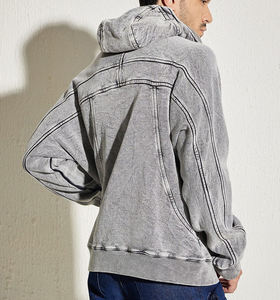 เสื้อมีฮู้ดสำหรับผู้ชายผ้าคอตตอนออร์แกนิกมีซิปล้างได้ซีดจาง - Product Image 2