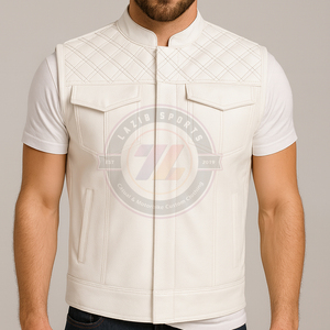 Gilet d'équitation de moto en cuir de vachette véritable de qualité a Gilet de motards de rue Gilet de course d'été Manches sans veste - Product Image 5