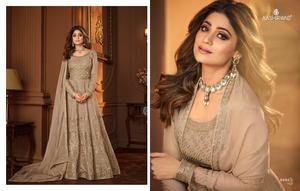 ชุดราตรียาวปักลาย Anarkali สำหรับผู้หญิง,เสื้อคลุมกันแดดสไตล์อินเดียดั้งเดิมแขนยาวนักออกแบบ - Product Image 5