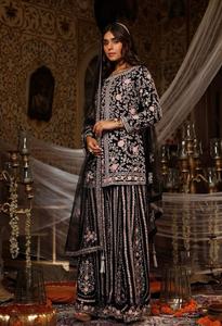 Magnifique Ensemble 3 Pièces Élégant en Faux Georgette Cousu, Style Salwar Kameez Pakistanais, Broderie Lourde et Pierres Appliquées à la Main, Idéal pour Mariages et Fêtes - Product Image 2