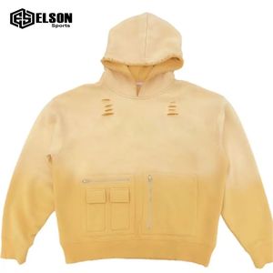 Sudadera con capucha de talla grande personalizada con bordado de socorro pesado 100% algodón de gran tamaño Boxy Cropped Acid Wash Vintage - Product Image 2