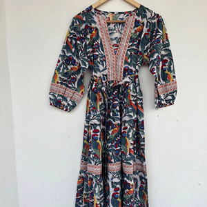 Classic Trending Western Cotton Long Maxi Casual <b>Dresses</b> for Women Ladies Cute Pattern outfit in custom Design Outfit items set - Product Image 1