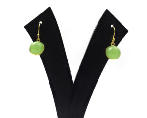 Boucles d'oreilles en pierres précieuses Prehnite plaquées or 18 carats faites à la main forme de rondelle cerceau cadeau de mode pour elle fabriqué à partir de résultats de pierre en laiton - Product Image 6