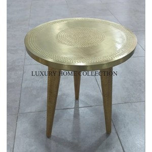Mesa auxiliar marroquí redonda pulida con espejo brillante de latón puro, mesa marroquí de calidad de lujo para el hogar, boda y restaurante - Product Image 1