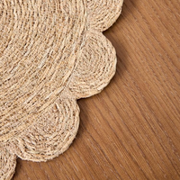 Napperons ronds en jonc de mer naturel Artisan avec bord festonné Tapis de table tissés écologiques pour la décoration de table à manger