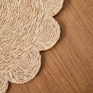 Manteles individuales de algas marinas naturales redondas artesanales con borde festoneado manteles tejidos ecológicos para decoración de mesa de comedor - Product Image 6