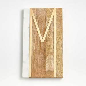 A <b>Shape</b> Alphabet Engrave Kitchen Vegetable Cutting Board Marble Plus Wood Cutting Board - Product Image 3