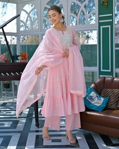 ชุดเดรสผ้าฝ้ายหนาสไตล์อินเดีย-ปากีสถาน ดีไซน์ทันสมัย พร้อมผ้าคลุมไหล่ คุณภาพพรีเมียมสุดพิเศษ สำหรับผู้หญิง ใส่ไปงานปาร์ตี้หรืองานแต่งงาน - Product Image 3