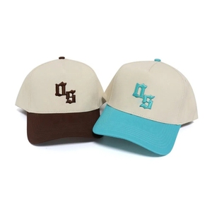 OEM Manufacturer Two Tone Golf <b>Hat</b> Custom Logo 5 Panel Embroidery Cap Vintage Cotton Golf Accessories Sweat-Wicking Inner <b>Band</b> - Product Image 1