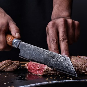 Chef Kitchen Ensemble de 5 couteaux de chef personnalisés professionnels en acier damas faits à la main avec manche en bois - Product Image 6