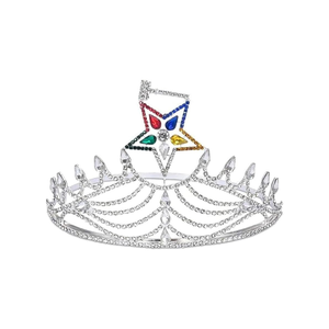 Couronne de matrone religieuse traditionnelle réglable OEM pierres de cristal entretenues ordre de régalia maçonnique artisanat en métal d'amarante - Product Image 2