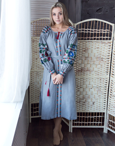 Top bohemio de estilo vintage, Vestido largo de algodón de manga larga de verano, blusa bordada campesina mexicana hecha a mano para mujer - Product Image 1