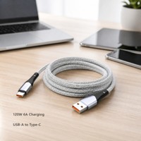 Câble de charge rapide USB-A vers Type-C XXD OEM 120W 6A, tressé, en cuivre étamé, plusieurs longueurs, logo personnalisé