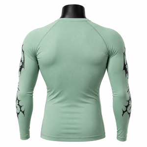 <b>Custom</b> Men’s Long Sleeve <b>Compression</b> <b>Shirt</b> Printed Sleeve <b>Design</b> Quick Dry Gym Fitness Rash Guard Athletic Performance Wear - Product Image 2
