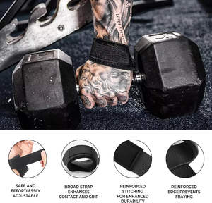 Correas de muñeca para levantamiento de pesas Algodón Tirón duro Correas de levantamiento de muñeca Empuñaduras Banda Acogedora Correas de levantamiento de algodón con muñeca acolchada - Product Image 3