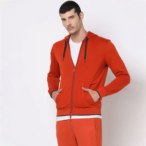 เสื้อมีฮู้ดแบบซิปรูดสำหรับผู้ชายผ้าฝ้าย100% หรูดีไซน์แบบกำหนดเองพิมพ์ลายระบายอากาศได้ดีย้อมสีเรียบ - Product Image 1