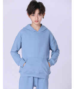 Patrón sólido 100% algodón pulóver sudadera para niños primavera Otoño e Invierno capucha polar técnica teñida Lisa para venta al por mayor - Product Image 5