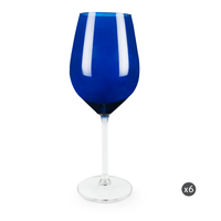 Ensemble de 6 verres à vin 50 cl (17 fl oz) en verre bleu pulvérisé, pied bleu et transparent, style moderne, couleur Wine Excelsa