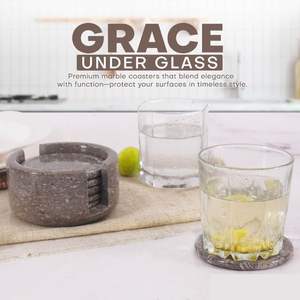 Oceanic <b>Ceramic</b> Classic <b>Coasters</b> Set of 6 with Holder Round Drink <b>Coasters</b>-Eco-Friendly & Durable - Product Image 4