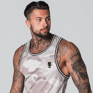 Camiseta sin mangas para hombre, ecológica, de punto, de secado rápido, transpirable, 100% poliéster, estilo vintage, con ribete de encaje, para gimnasio, fitness y running. - Product Image 6