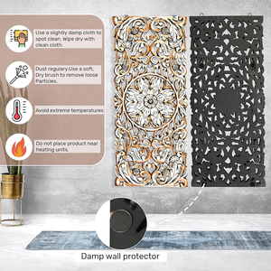 Plaque murale élégante de designer en bois de 16x36 pouces, fabriquée à la main comme sculpture unique pour une décoration murale élégante pour la maison - Product Image 2