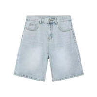 Shorts en jean décontractés pour homme, coupe droite, taille mi-haute, double épaisseur aux genoux, effet délavé soleil, en nylon/coton écologique