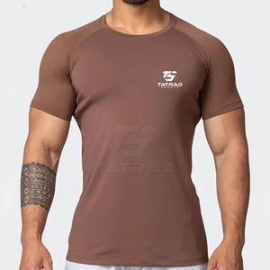 Nouveauté T-shirt musculaire de haute qualité durable de couleur personnalisée - Polyester/coton Séchage rapide et respirant Col rond Manches courtes - Product Image 5