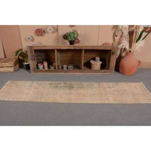 พรมยางข้างเตียงลายคลาสสิคสีเบจวินเทจผ้าวูลสี่เหลี่ยมผืนผ้า2x8.7ft งานเย็บปะติดปะต่อกันดีไซน์สำหรับวัยรุ่นห้องนั่งเล่นพรมยาง2x8.7ft - Product Image 4