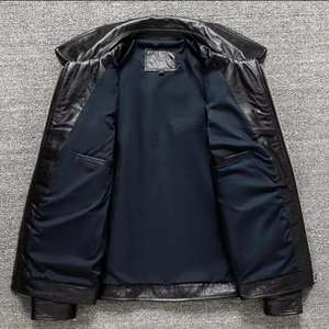 แจ็คเก็ตหนังแท้สีดำคุณภาพสูง ระบายอากาศได้ดี ปี 2026  ปกเสื้อแบบลาペル  หนังวัวชั้นบนสุด  สำหรับขี่มอเตอร์ไซค์  แฟชั่นล่าสัตว์  ทรงเข้ารูป  สำหรับผู้ชาย - Product Image 3